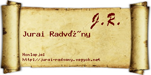 Jurai Radvány névjegykártya